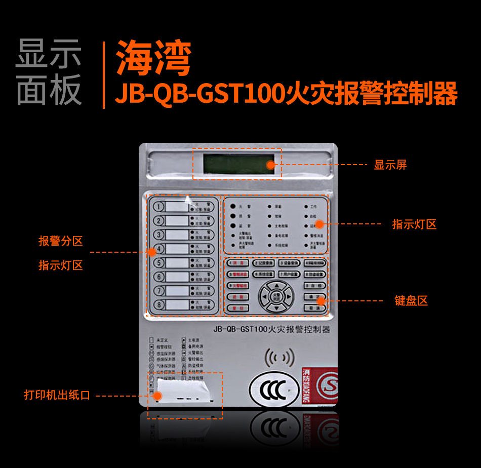海灣JB-QB-GST100山西火災(zāi)報(bào)警控制器顯示面板